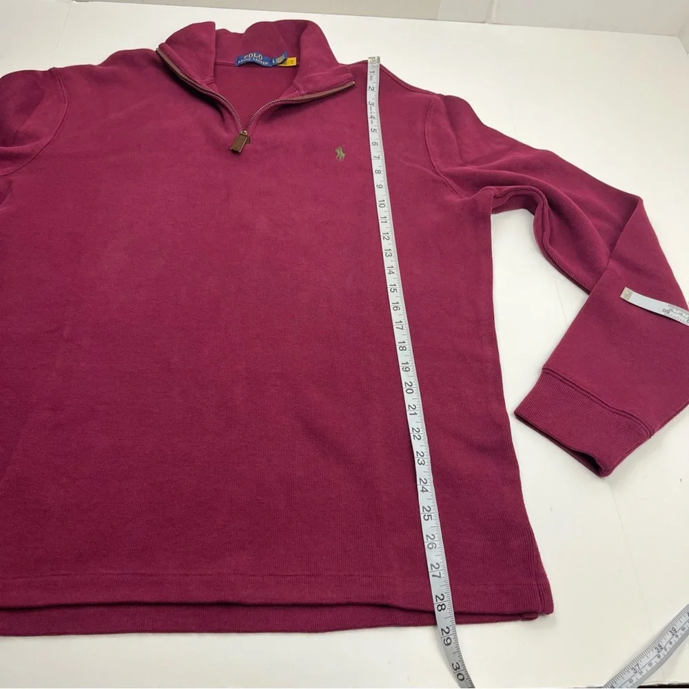 Polo Ralph Lauren Burgundy Maroon Quarter Zip‎ Pullover Mens Size Large Cotton